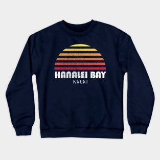 Hanalei Bay Kauai Hawaii Retro Sunset Family Beach Vacation Crewneck Sweatshirt